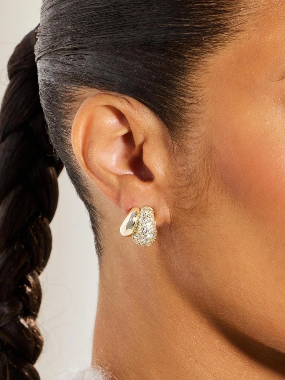 Melinda Maria Gold Pavé Crescent Hoop Earrings - Picture 5 of 10